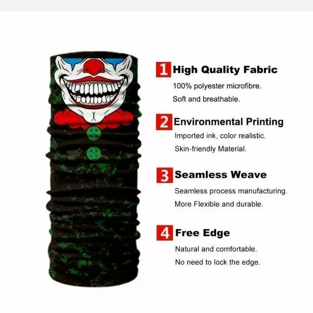 Bandana Neck Gaiter Skull Face Mask Bandanas Tube Breathable Rave Face Scarf US